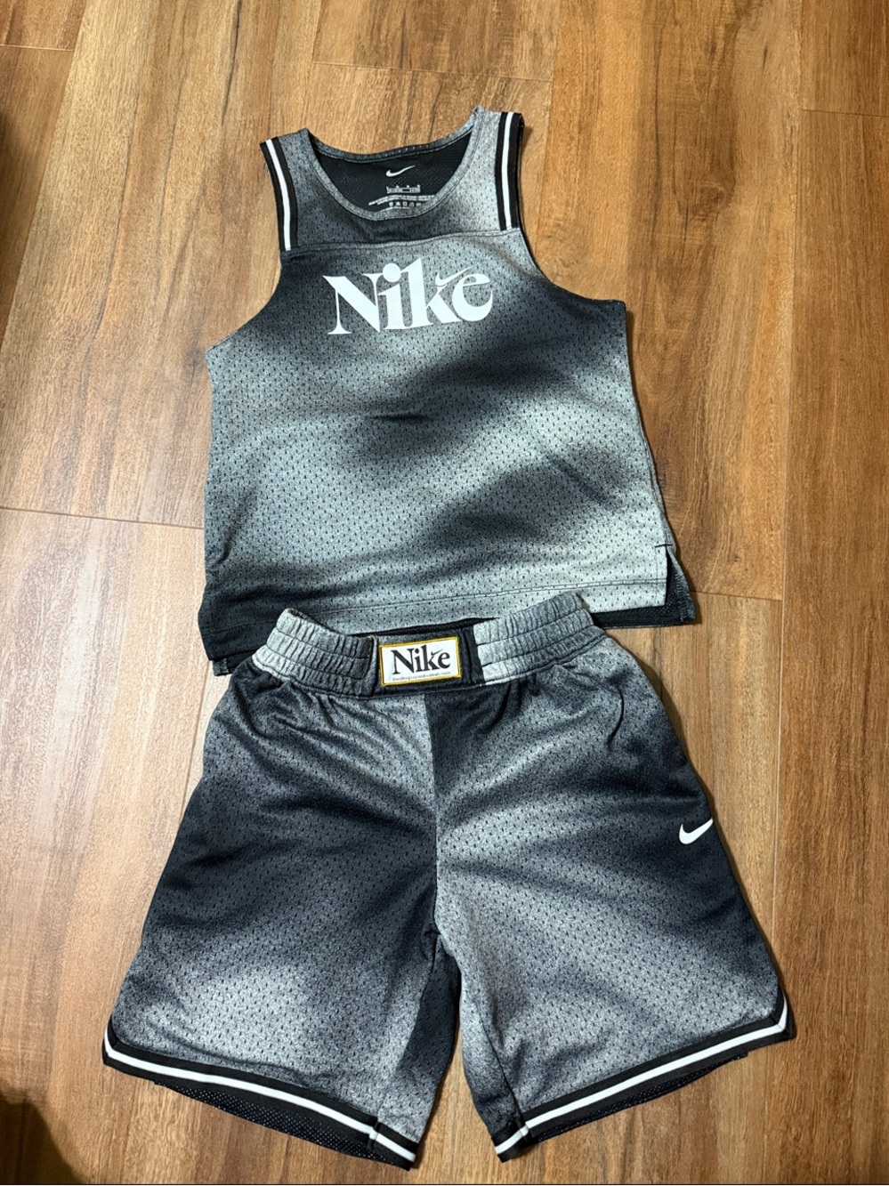 Nike Gray & Black Ombre Mesh Tank and Athletic Shorts